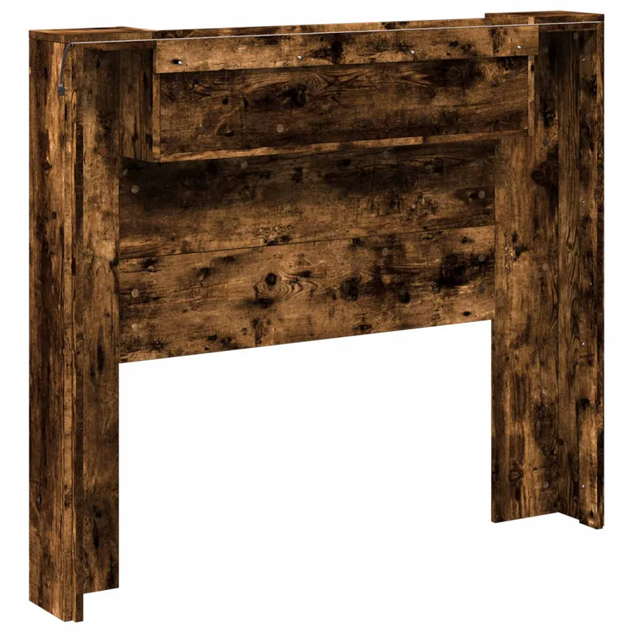 Tête de lit de rangement avec LED Chêne fumé Bois d'ingénierie - 7