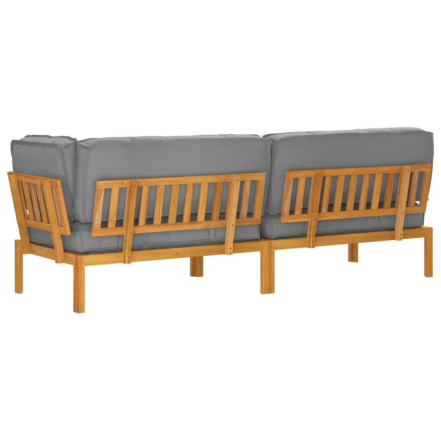 Ensemble de Canapés Uni 3 pcs Crème Bois d'Acacia Massif - 12