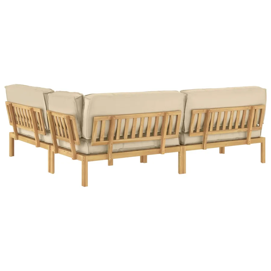 Ensemble de Canapés Uni 4 pcs Beige Bois d'Acacia Massif - 12