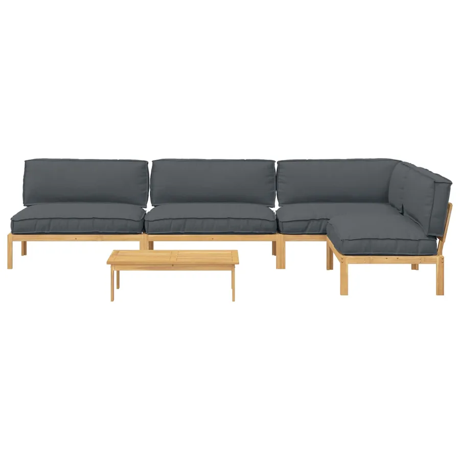 Ensemble de Canapés Uni 5 pcs Anthracite Bois d'Acacia Massif - 10