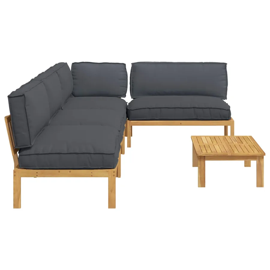 Ensemble de Canapés Uni 5 pcs Anthracite Bois d'Acacia Massif - 11