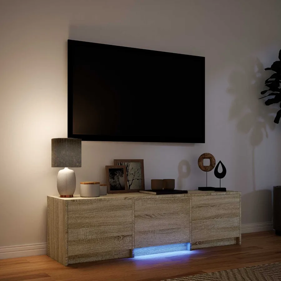 Meuble TV avec LED 140 x 34 x 40 cm Chêne Sonoma - 4