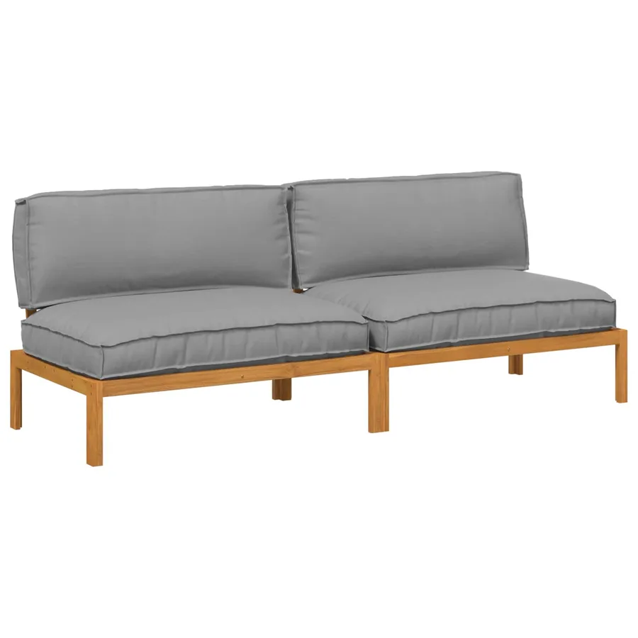 Ensemble de Canapés Uni 2 pcs Gris Bois d'Acacia Massif - 2