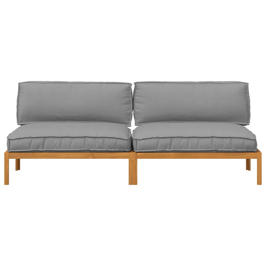 Ensemble de Canapés Uni 2 pcs Gris Bois d'Acacia Massif - 6