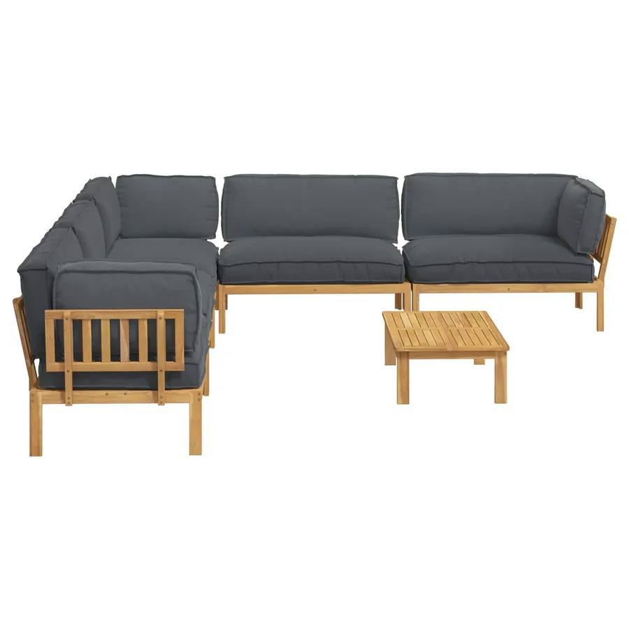 Ensemble de Canapés Uni 6 pcs Anthracite Bois d'Acacia Massif - 11