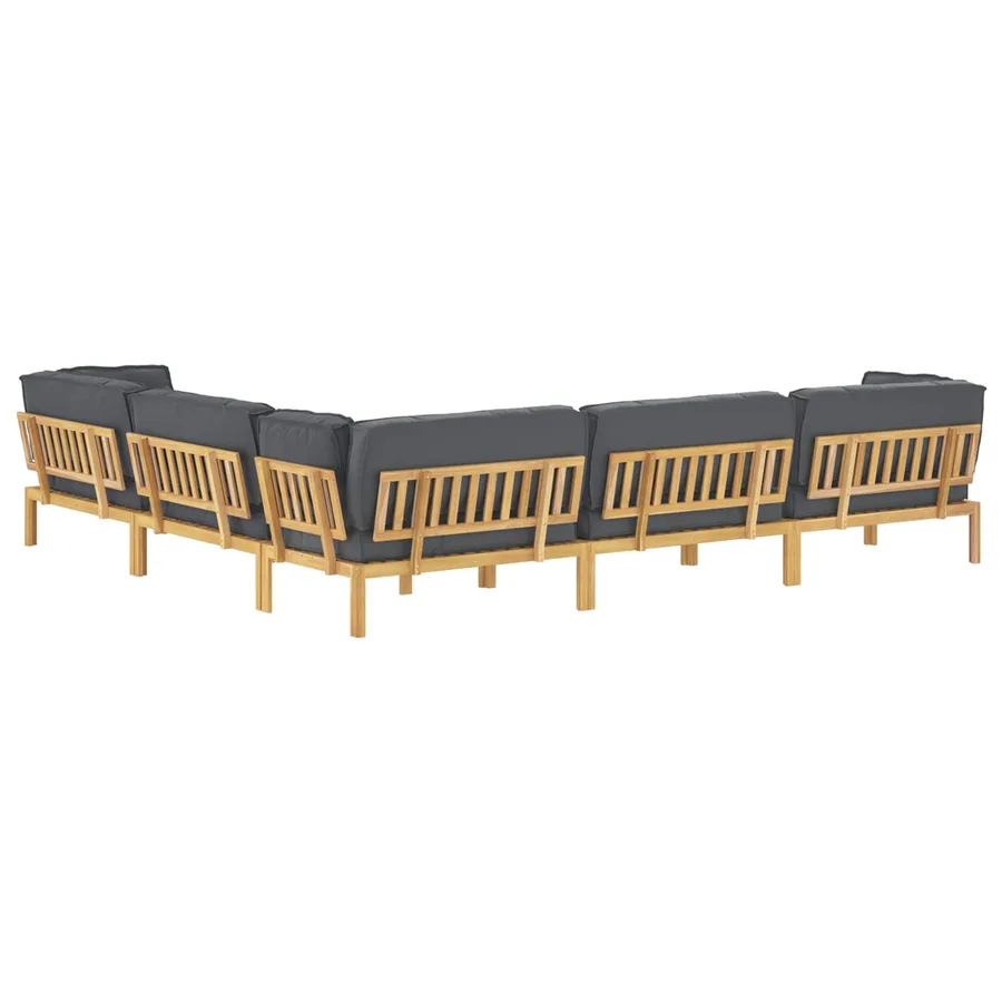 Ensemble de Canapés Uni 6 pcs Anthracite Bois d'Acacia Massif - 12