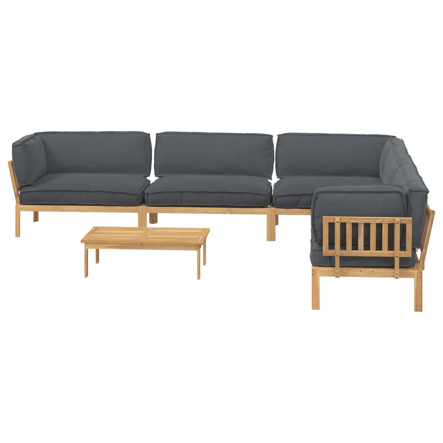 Ensemble de Canapés Uni 6 pcs Anthracite Bois d'Acacia Massif - 8