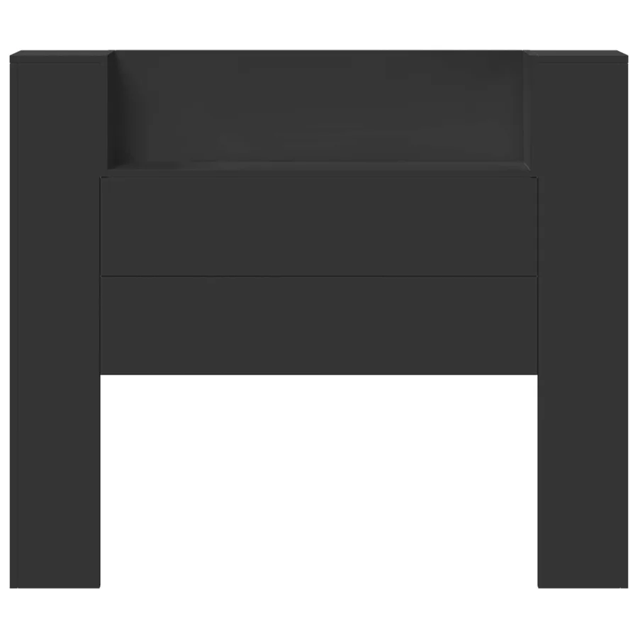 Tête de lit de rangement avec LED Noir Bois d'ingénierie - 5