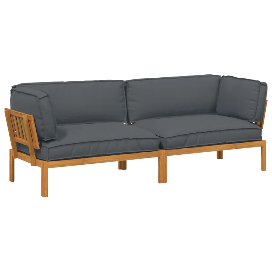 Ensemble de Canapés Uni 2 pcs Anthracite Bois d'Acacia Massif - 2