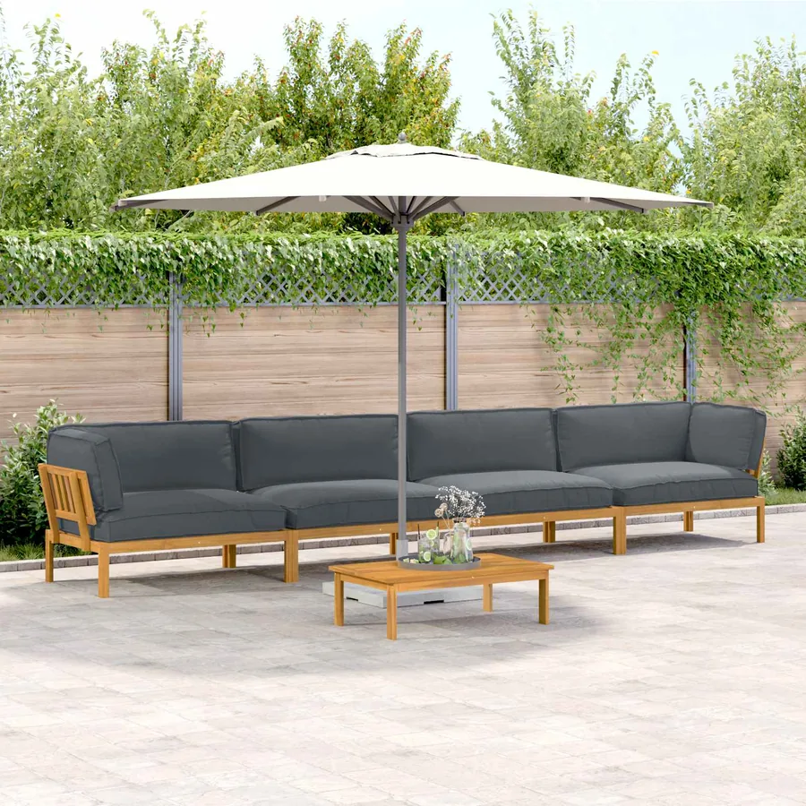 Ensemble de Canapés Uni 5 pcs Anthracite Bois d'Acacia Massif