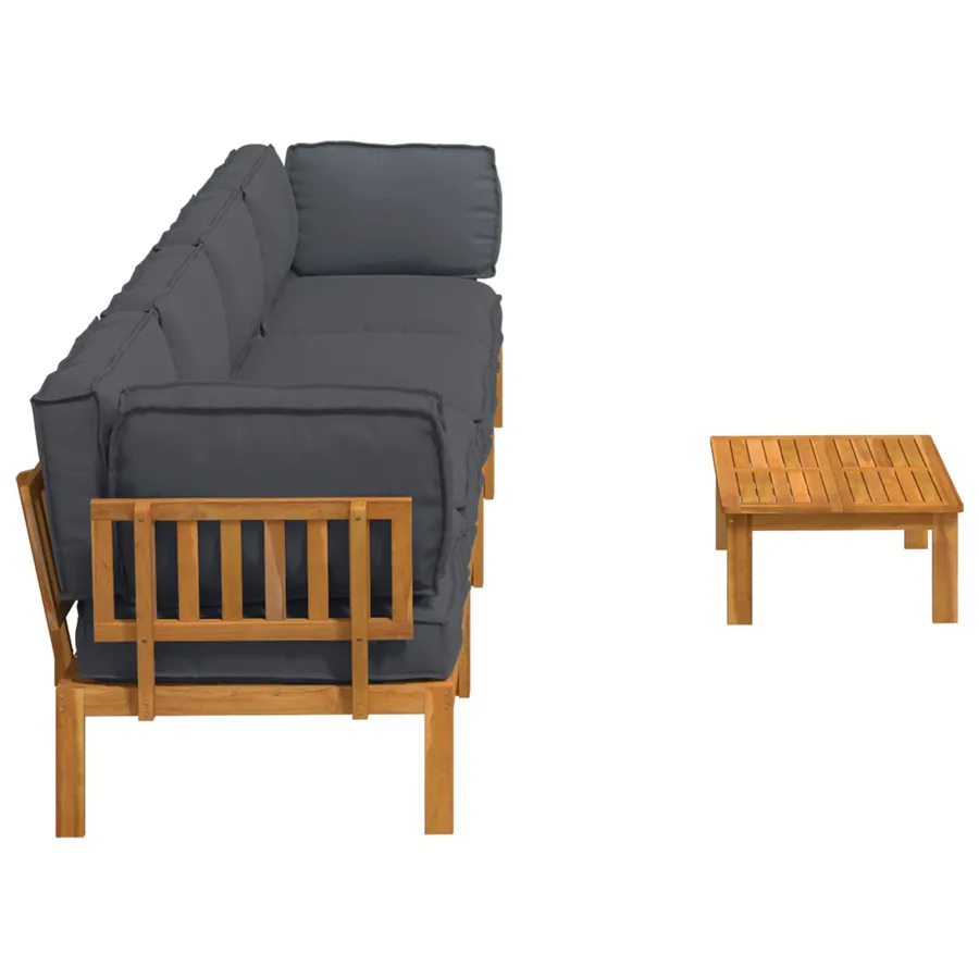 Ensemble de Canapés Uni 5 pcs Anthracite Bois d'Acacia Massif - 11