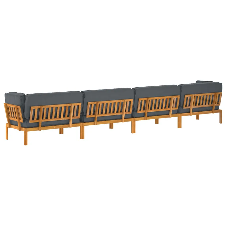 Ensemble de Canapés Uni 5 pcs Anthracite Bois d'Acacia Massif - 12