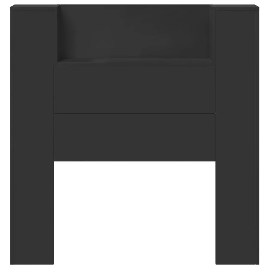 Tête de lit de rangement avec LED Noir Bois d'ingénierie - 5