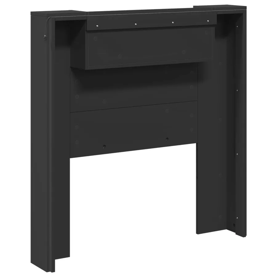 Tête de lit de rangement avec LED Noir Bois d'ingénierie - 7
