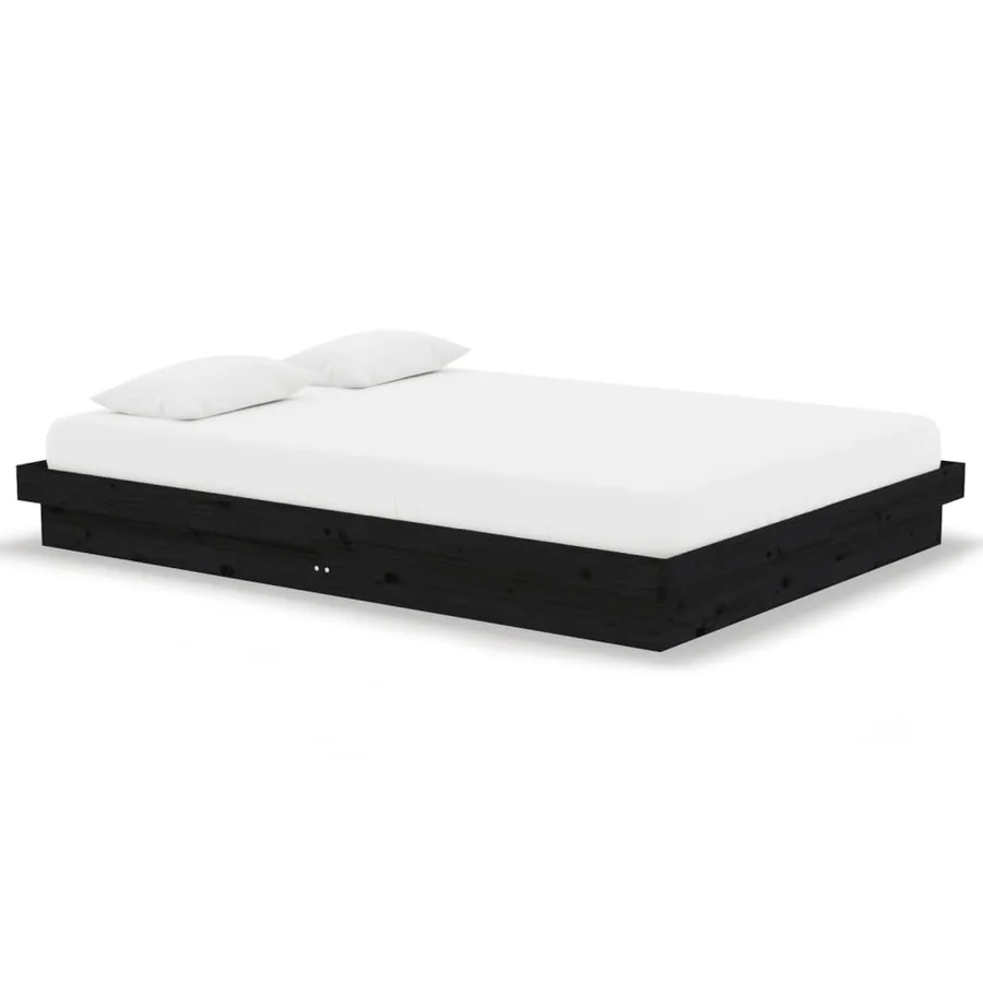 Bed frame without mattress black solid wood - 2