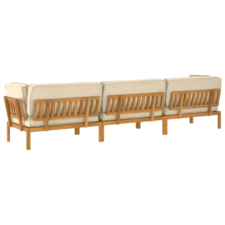 Ensemble de Canapés Uni 4 pcs Beige Bois d'Acacia Massif - 12