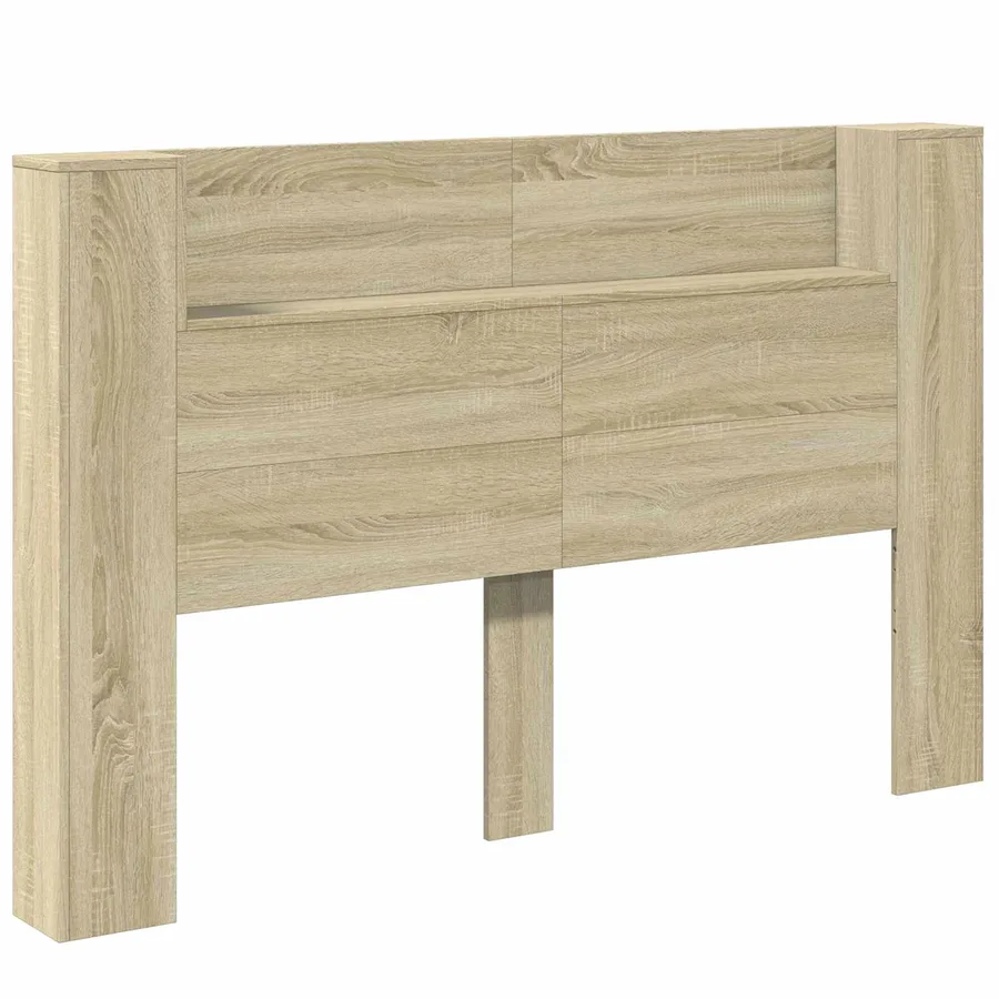Tête de lit de rangement avec LED Chêne Sonoma - 2