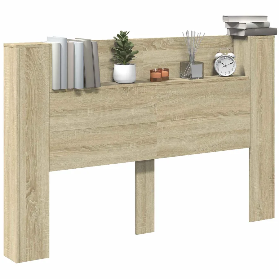 Tête de lit de rangement avec LED Chêne Sonoma - 3