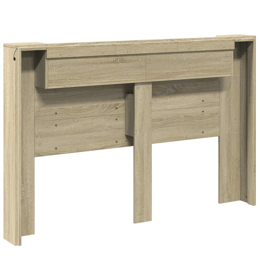 Tête de lit de rangement avec LED Chêne Sonoma - 7