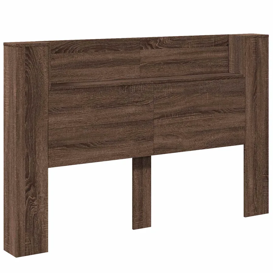 Tête de lit de rangement avec LED Chêne brun Bois d'ingénierie - 2