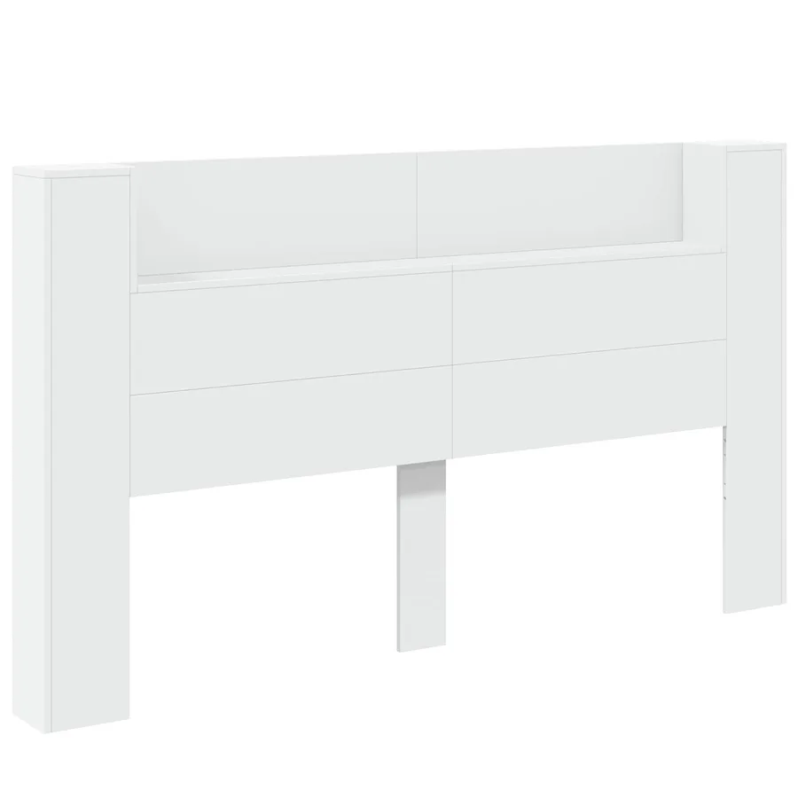 Tête de lit de rangement avec LED Blanc Bois d'ingénierie - 2