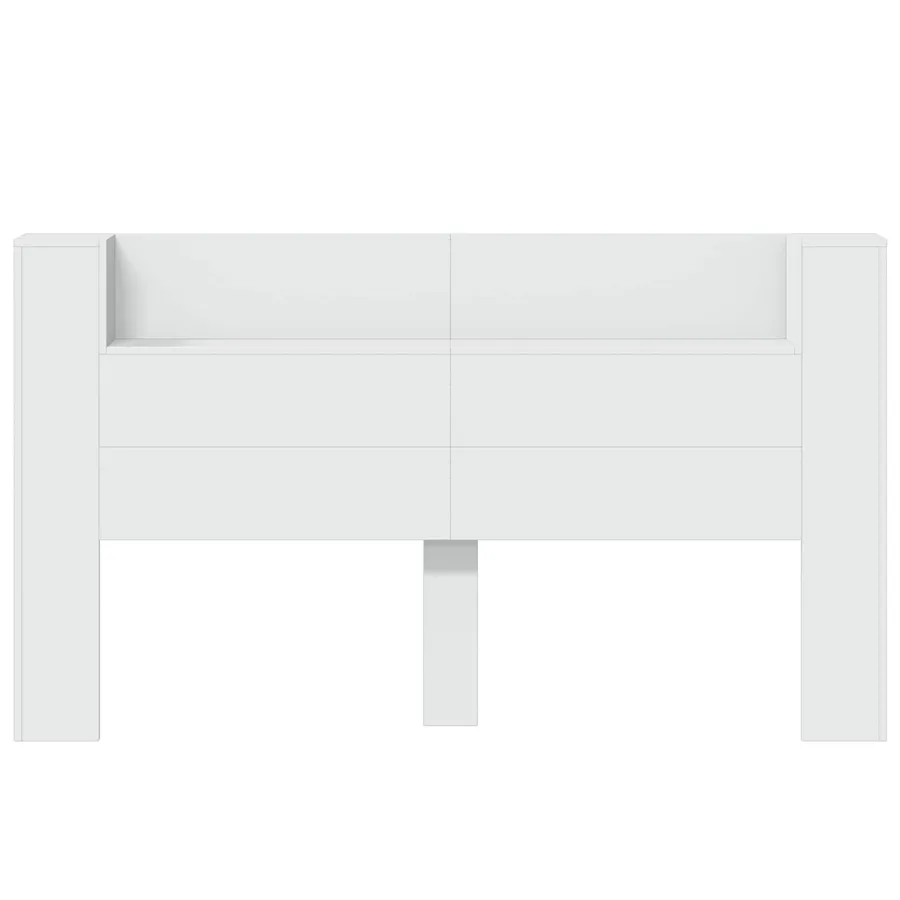 Tête de lit de rangement avec LED Blanc Bois d'ingénierie - 5