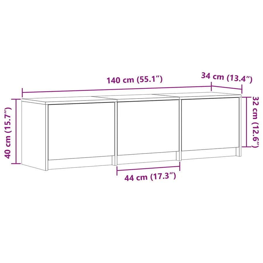 Meuble TV avec LED 140 x 34 x 40 cm Noir Bois d’ingénierie - 12