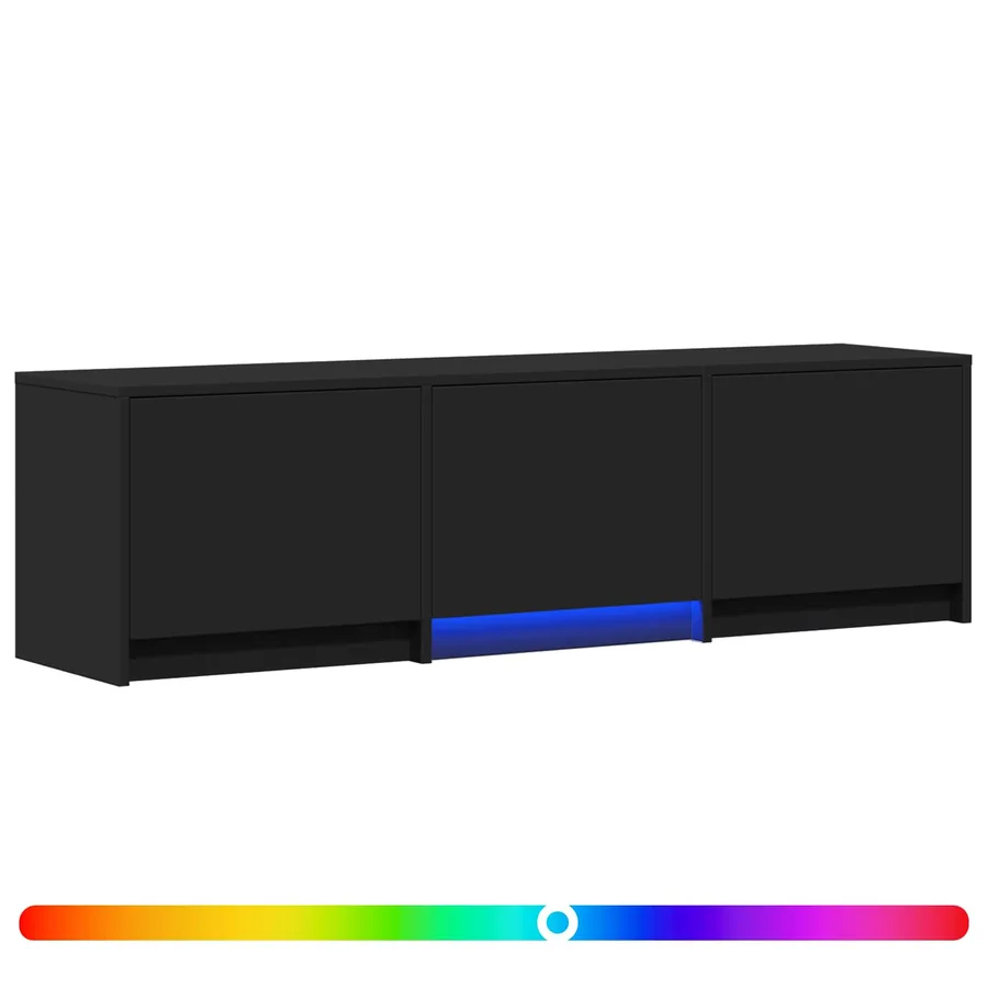 Meuble TV avec LED 140 x 34 x 40 cm Noir Bois d’ingénierie - 2