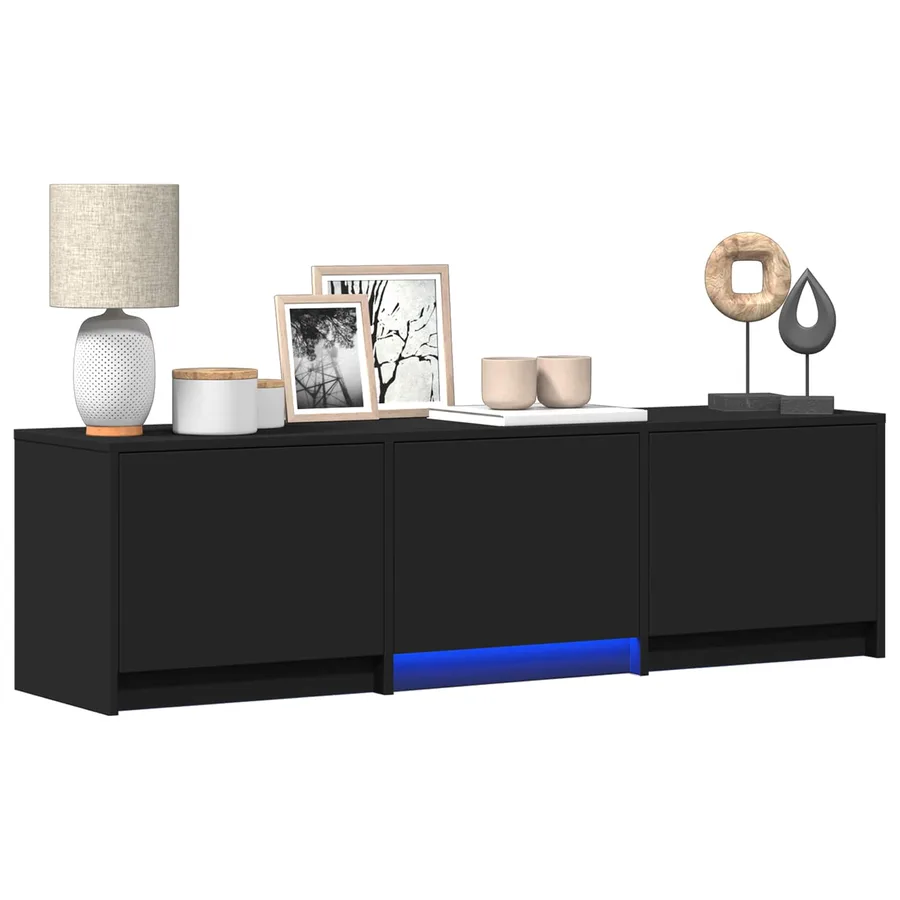 Meuble TV avec LED 140 x 34 x 40 cm Noir Bois d’ingénierie - 3
