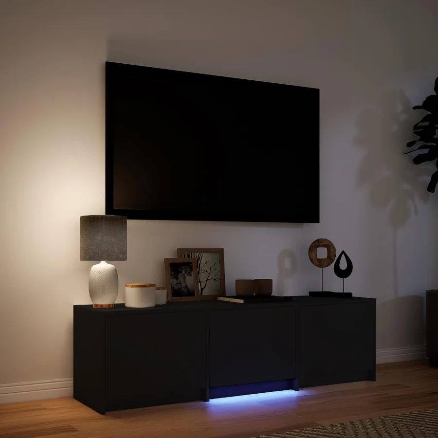 Meuble TV avec LED 140 x 34 x 40 cm Noir Bois d’ingénierie - 4