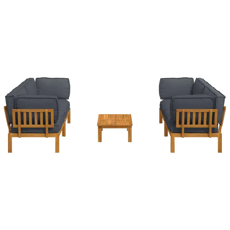 Ensemble de Canapés Uni 5 pcs Anthracite Bois d'Acacia Massif - 8