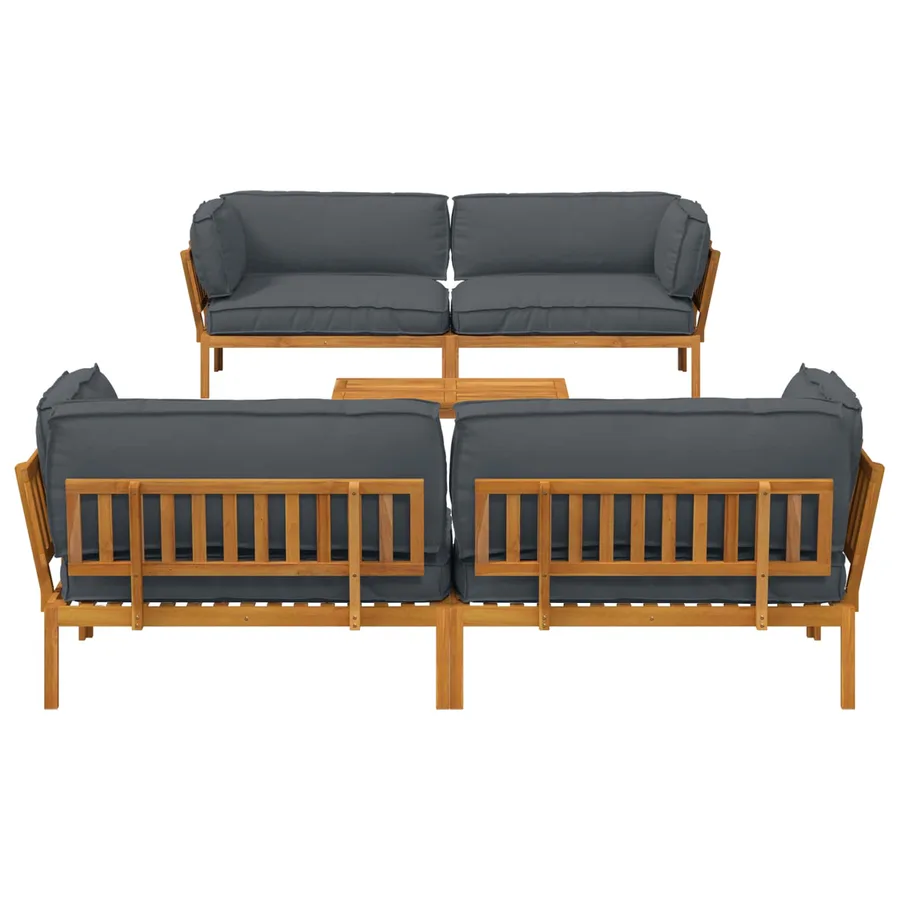 Ensemble de Canapés Uni 5 pcs Anthracite Bois d'Acacia Massif - 9