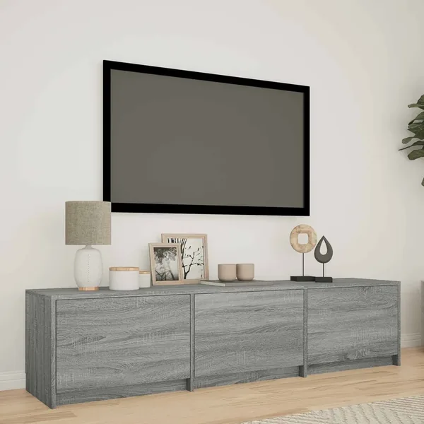 Meuble TV avec LED 165x34x40 cm Gris Sonoma Bois d’ingénierie