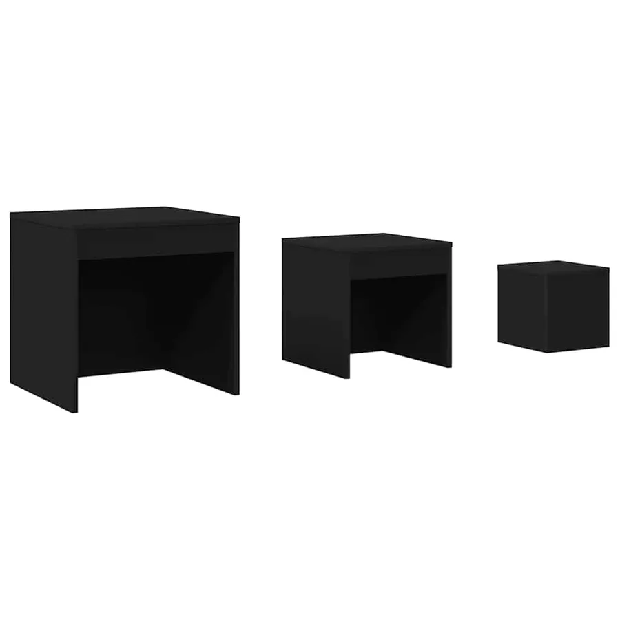 Tables gigognes 3 pcs Noir Aggloméré - 2