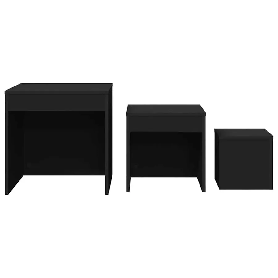 Tables gigognes 3 pcs Noir Aggloméré - 5