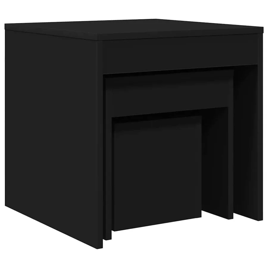 Tables gigognes 3 pcs Noir Aggloméré - 7