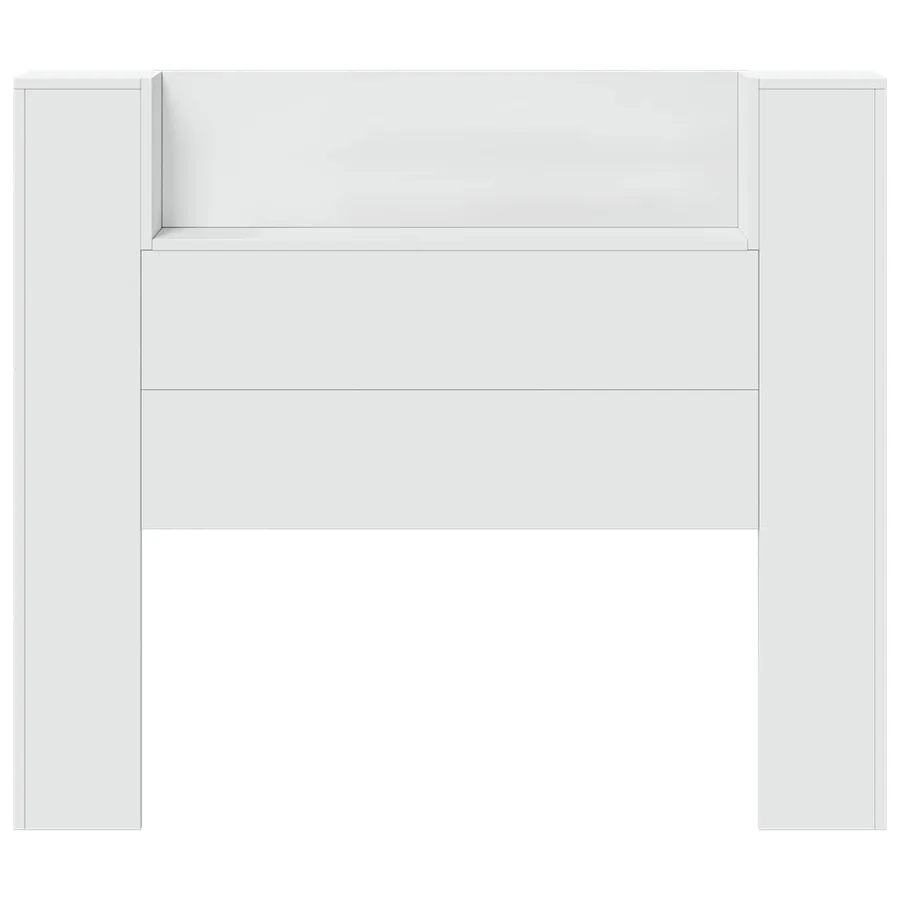 Tête de lit de rangement avec LED Blanc Bois d'ingénierie - 5