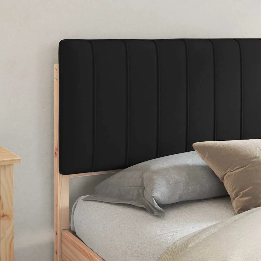 Cadre de lit avec tête de lit rembourrée Noir 180 x 200 cm - 2