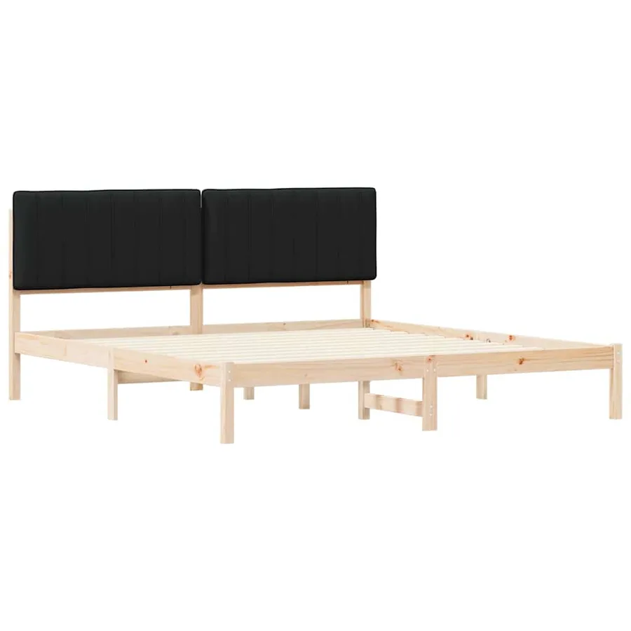 Cadre de lit avec tête de lit rembourrée Noir 180 x 200 cm - 3