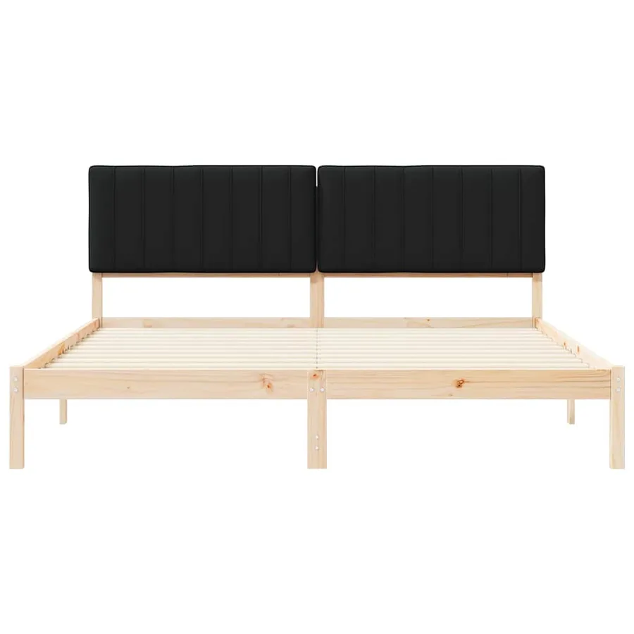 Cadre de lit avec tête de lit rembourrée Noir 180 x 200 cm - 4