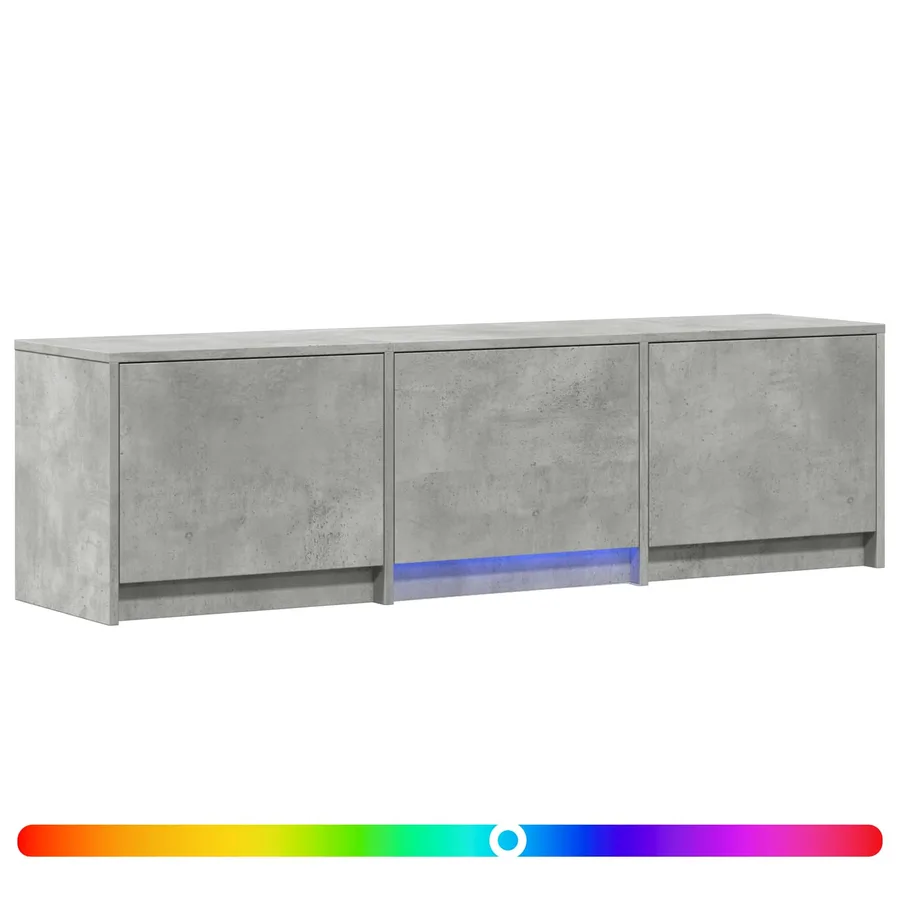 Meuble TV avec LED 140x34x40 cm Gris Béton Bois d’ingénierie - 2