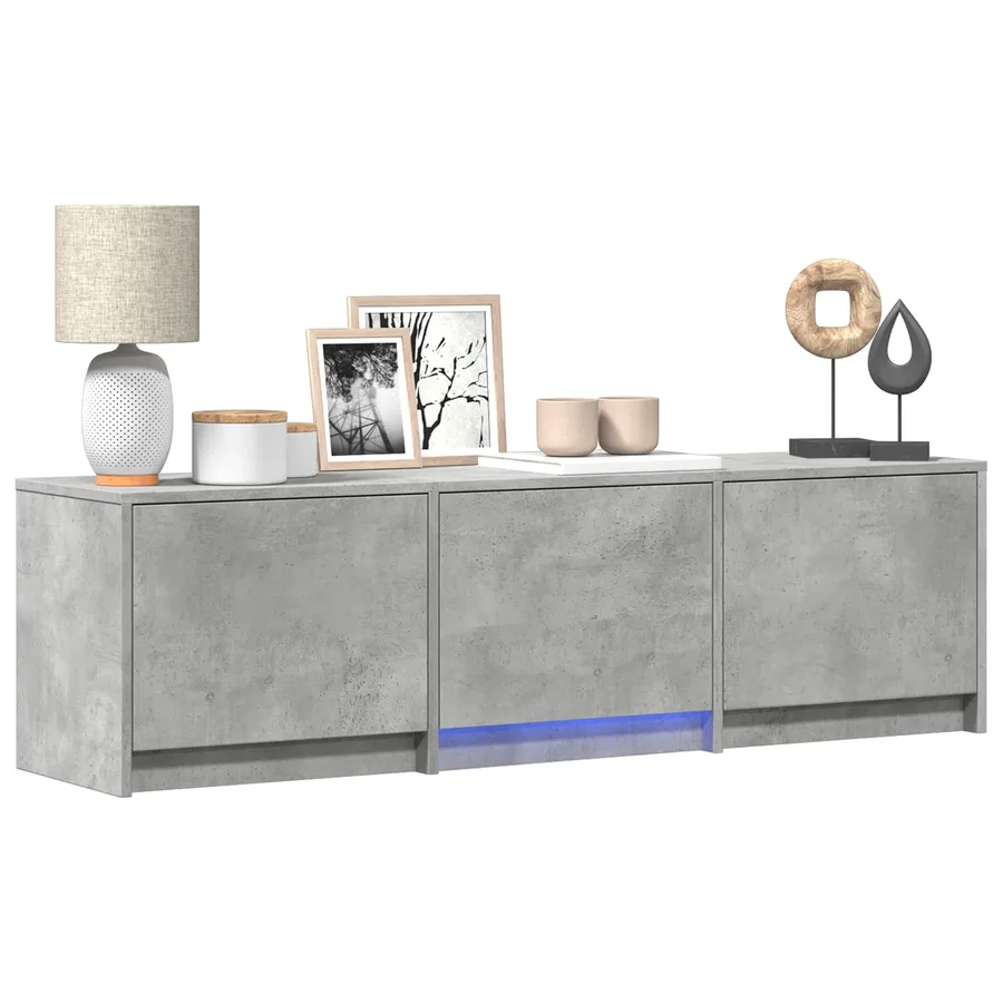 Meuble TV avec LED 140x34x40 cm Gris Béton Bois d’ingénierie - 3
