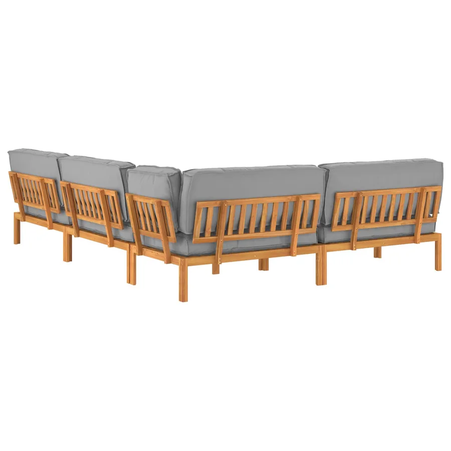 Ensemble de Canapés Uni 5 pcs Gris Bois d'Acacia Massif - 12