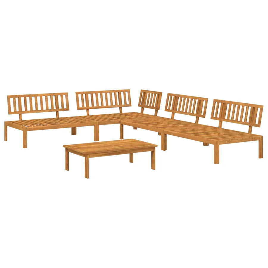 Ensemble de Canapés Uni 5 pcs Gris Bois d'Acacia Massif - 3