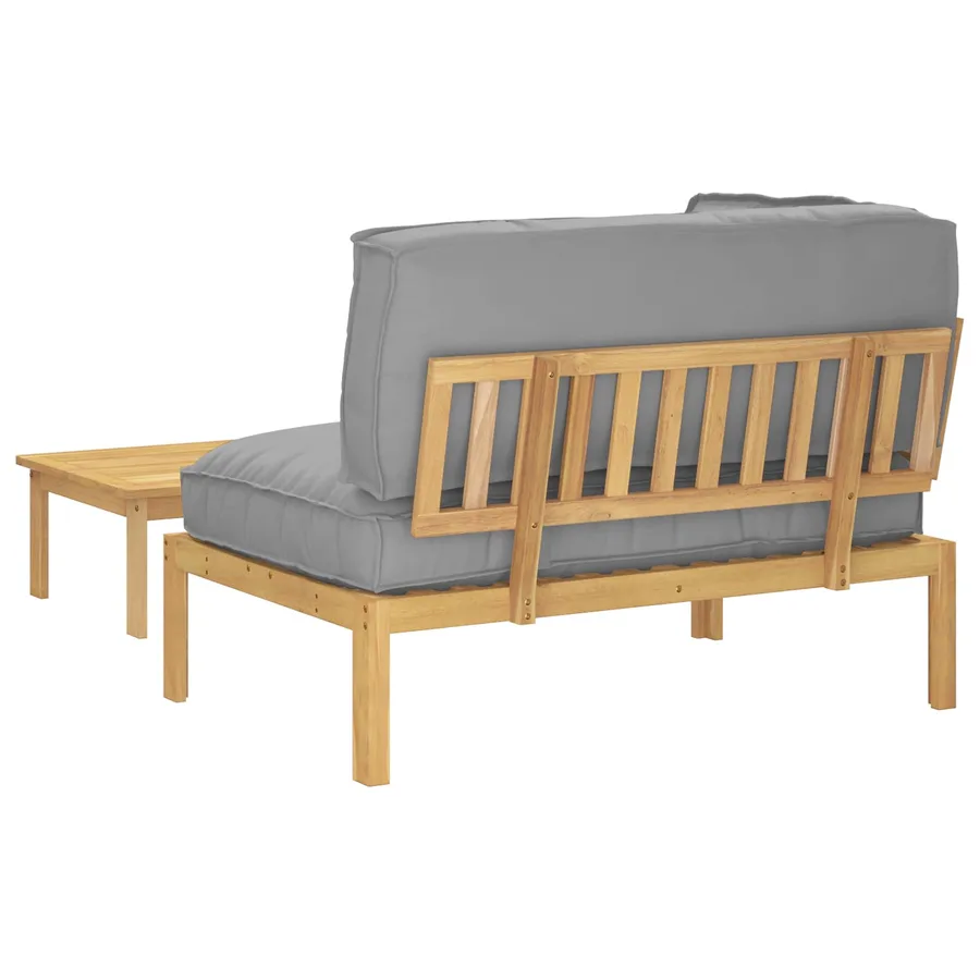 Ensemble de Canapés Uni 2 pcs Gris Bois d'Acacia Massif - 11