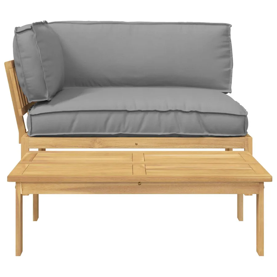 Ensemble de Canapés Uni 2 pcs Gris Bois d'Acacia Massif - 9