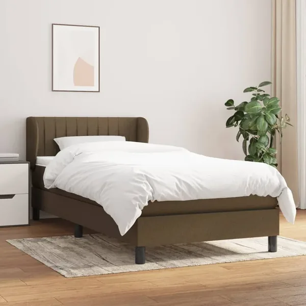 Slatted bed base with mattress Dark brown 100x200 cm