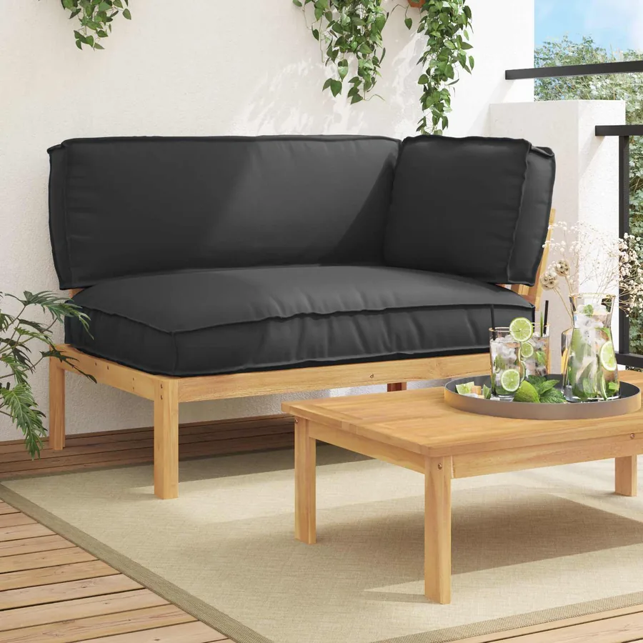 Ensemble de Canapés Noir 133 x 92 x 69 cm Bois d'Acacia Massif