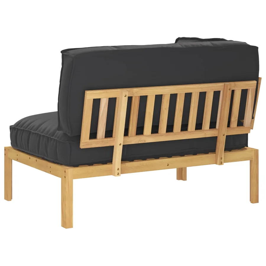 Ensemble de Canapés Noir 133 x 92 x 69 cm Bois d'Acacia Massif - 9