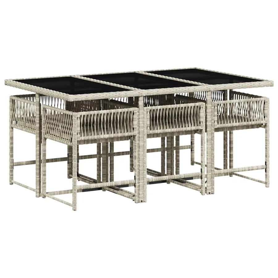 Ensemble à manger de jardin et coussins 7 pcs gris clair rotin - 3